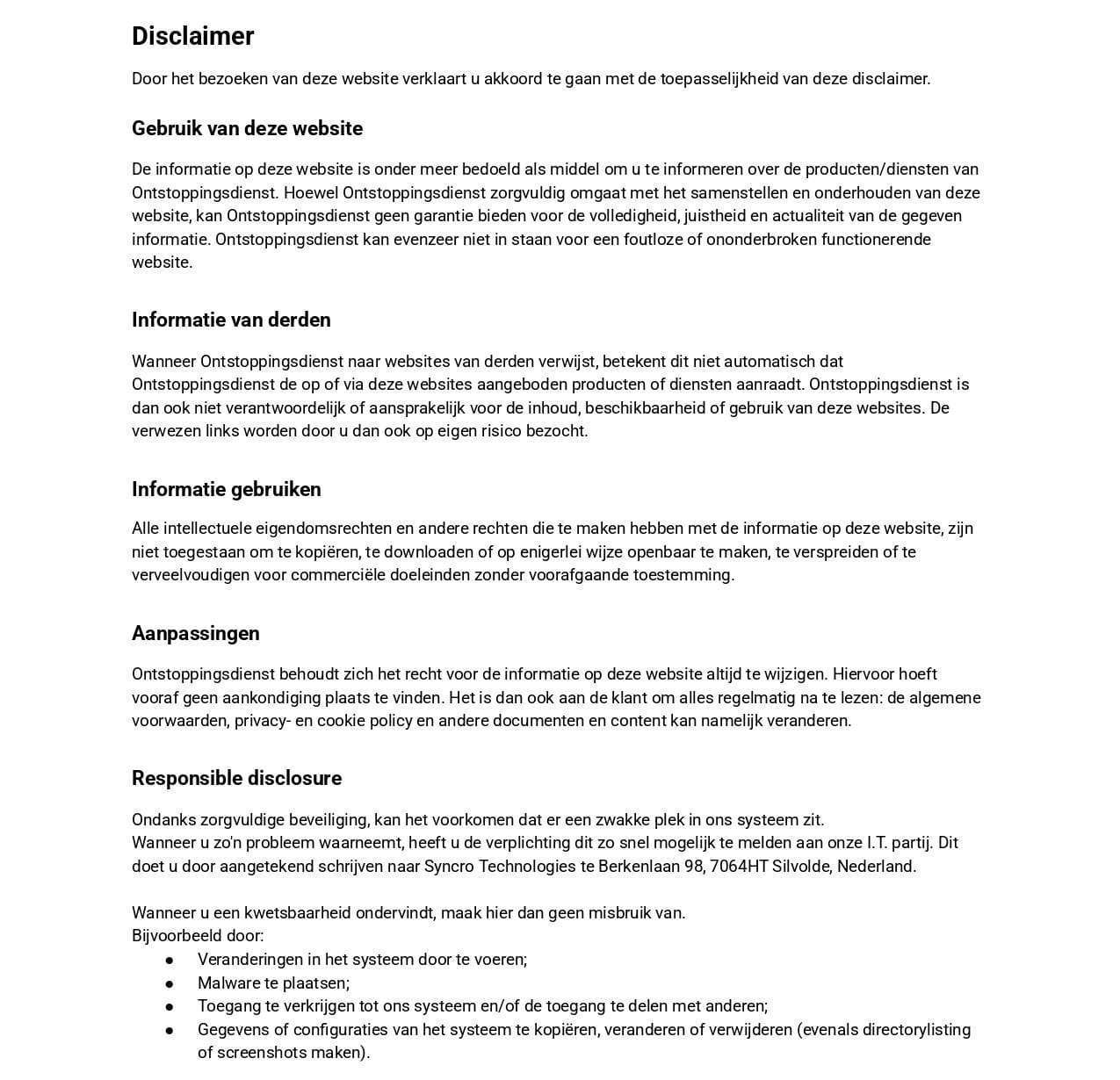 Ontstoppingsdienst GDPR Disclaimer 1 -